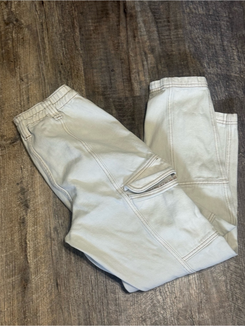 PacSun Cream Utility Cargo Pants Women’s XS Elastic Waist Straight Leg